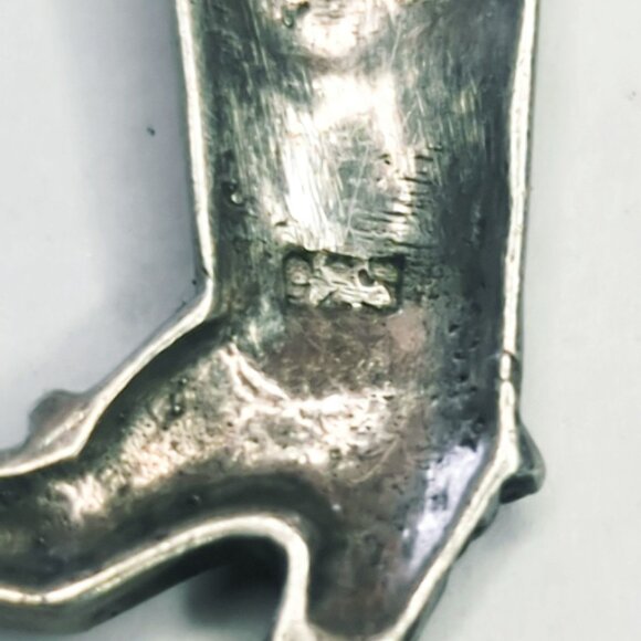 Vintage Sterling Silver Cowboy Boot Pendant Triangle in a Circle Symbol - Picture 4 of 4